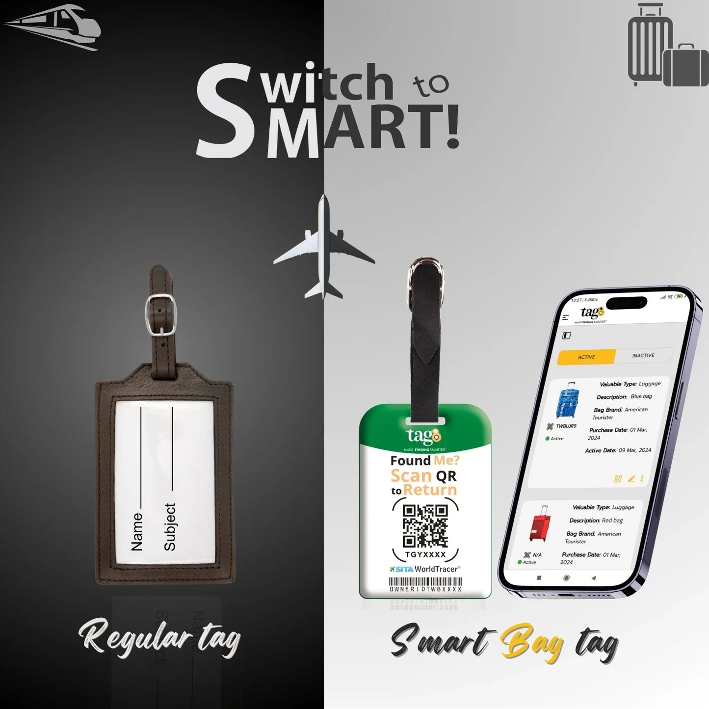 Smart Bag Security Tag - Ireland Flag [Pack 2]